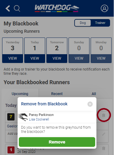 Removing a Blackbook entry